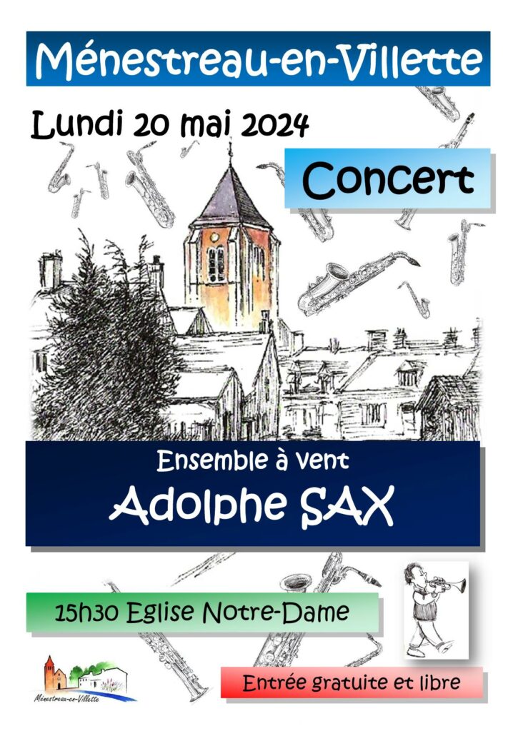 Lundi 20 mai 2024 -Concert Ensemble à vent Adolphe Sax - 15h30 église Notre-Dame